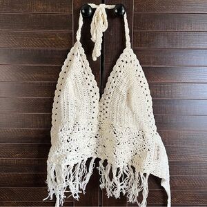 Crochet Halter Top with Fringe